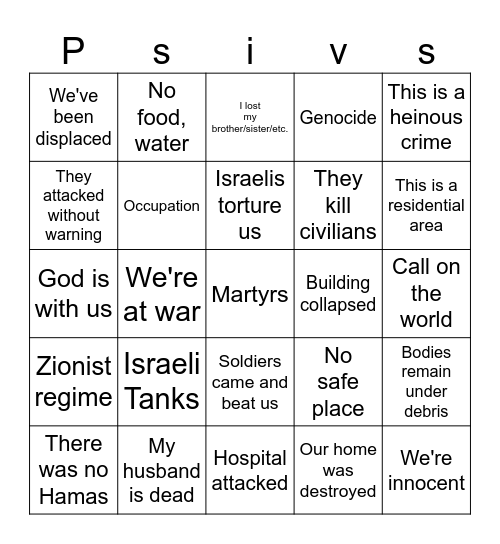 Palestinian voxes Bingo Card