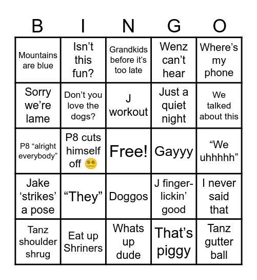 Merry Crunkmas Bingo Card