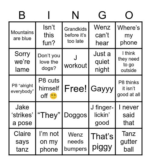 Merry Crunkmas Bingo Card