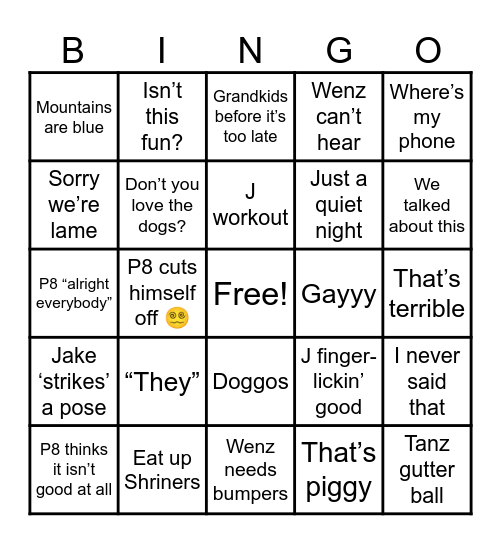 Merry Crunkmas Bingo Card