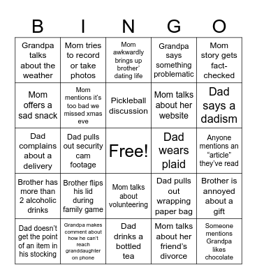Xmas Bingo Card