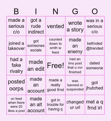 quotev bingo 2023 Bingo Card