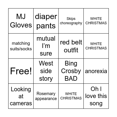 WHITE CHRISTMAS Bingo Card