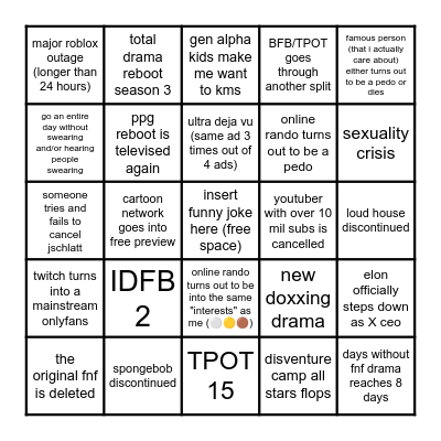deb hen's 2024 Bingo Card