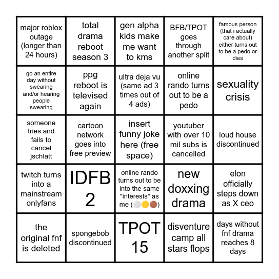 deb hen's 2024 Bingo Card