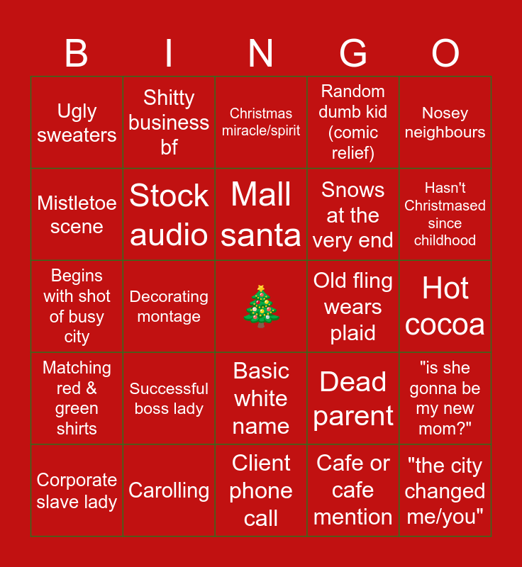 Hallmark Christmas Bingo Card