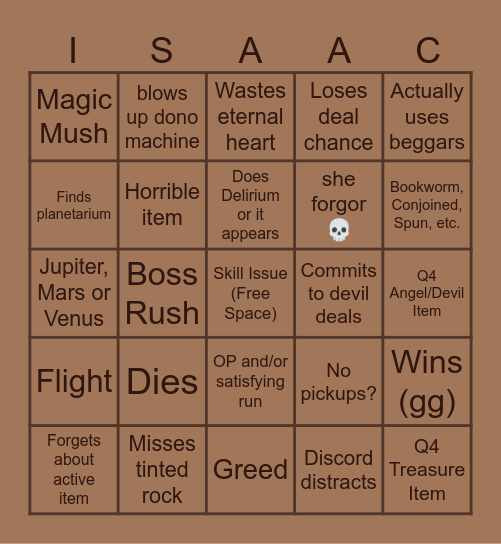 Isaac bingo!!! Bingo Card