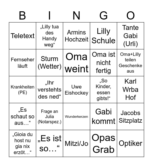 Silent Quismas Bingoo Bingo Card