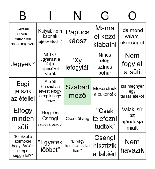 Káránvsonyi bingo Card