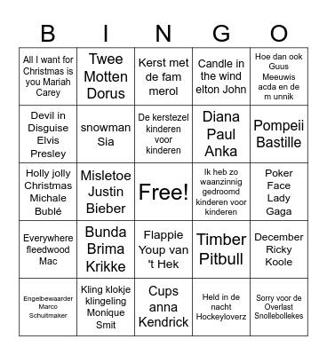 kerstbingo familie Hikspoors Bingo Card