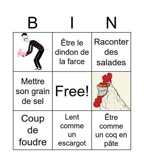 Les idiomes Bingo Card