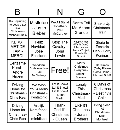 Kerstbingo familie Hobert Bingo Card