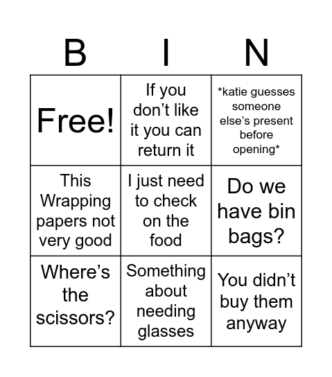 The west Christmas Bingo Card