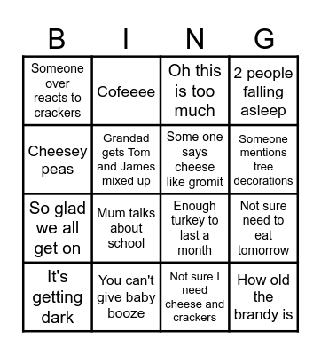 Xmas day BINGO Card