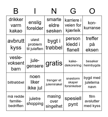 JULEFILM Bingo Card