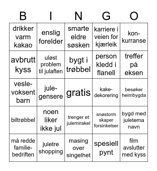 JULEFILM Bingo Card