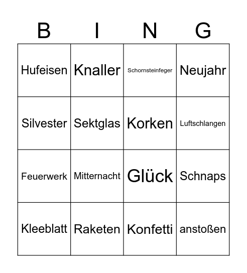 Silvester Bingo Card