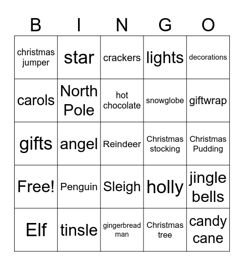 CHRISTMAS Bingo Card