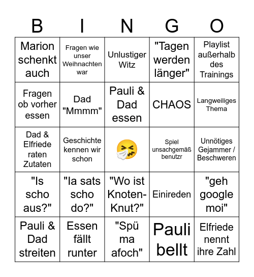 Chaos Bingo Card