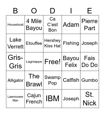 BOUDREAUX CHRISTMAS 12/25/23 Bingo Card