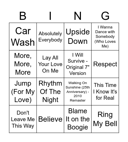 Pride Drag Bingo Card