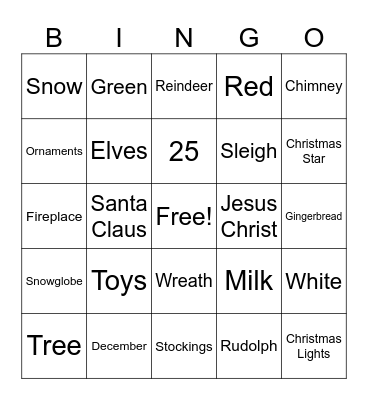 Christmas Bingo Card