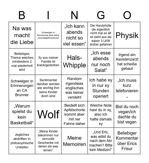 olive Bingo Card