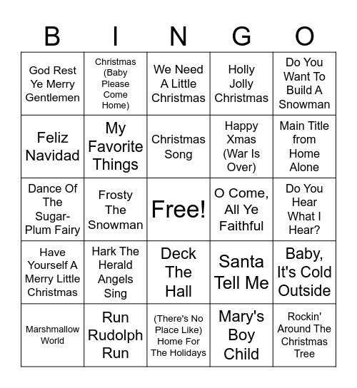 Christmas Bingo Card