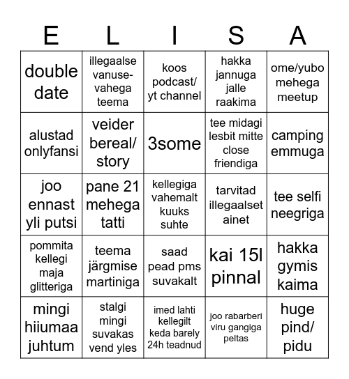 elisa Bingo Card