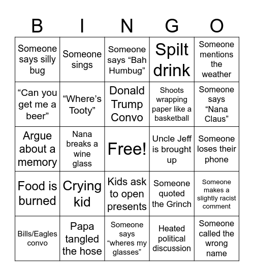 Fachko/Dixon Christmas Bingo Card