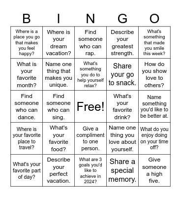 Holiday 2023! Bingo Card