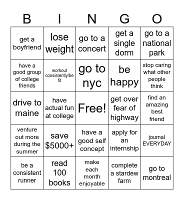 2024 goals Bingo Card