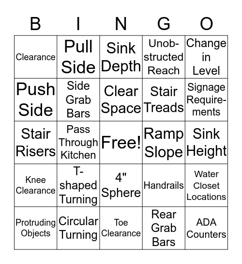 ADA BINGO Card