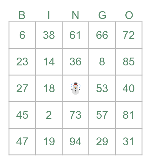 Bingo Natalino !! Bingo Card