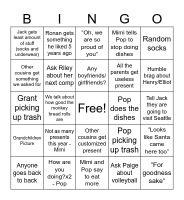 Christmas Bingo Card