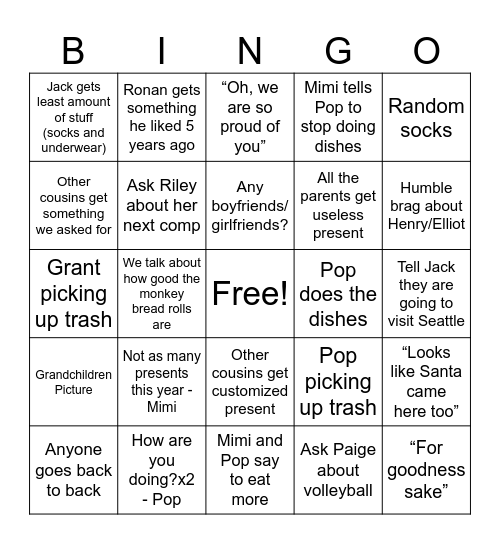 Christmas Bingo Card