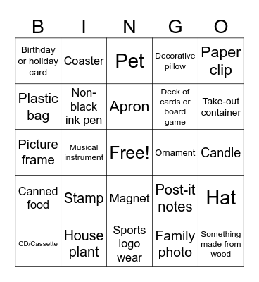 Virtual Zoom Scavenger Hunt Bingo Card