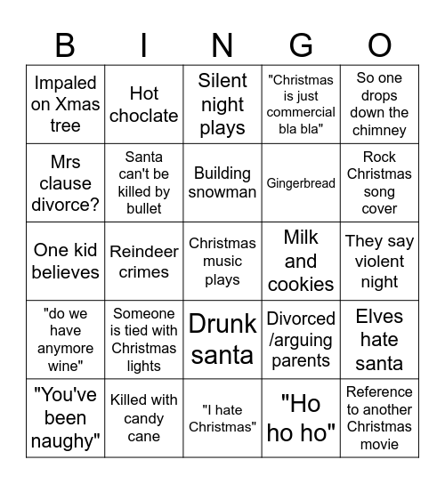 Violent night Bingo Card