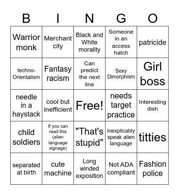 Star wars ripoff funded by Netflix Bingo Card