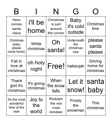 Christmas bingo Card