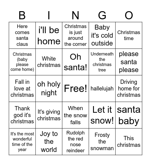 Christmas bingo Card
