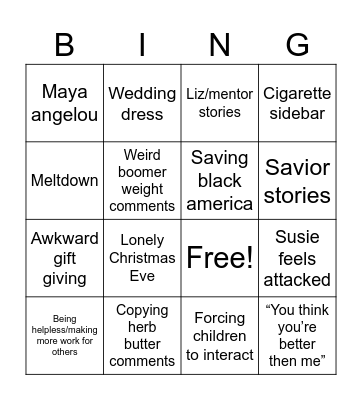 Christmas 2023 Bingo Card