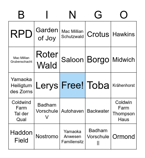 Map-Bingo Card