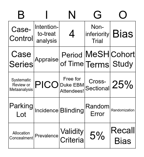 EBM BINGO!! Bingo Card