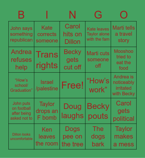 ❤️🎄💚 Bingo Card