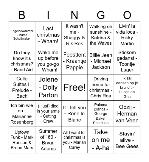 MUZIEKBINGO Card