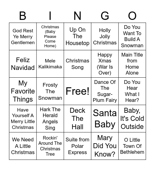 Christmas Bingo Card