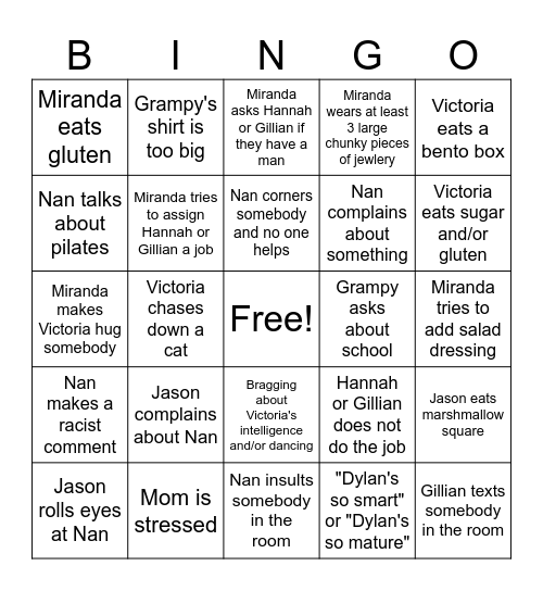 dysFUNctional bingo Card