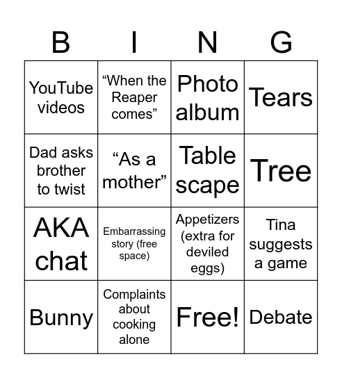 Gibbs Bingo Card