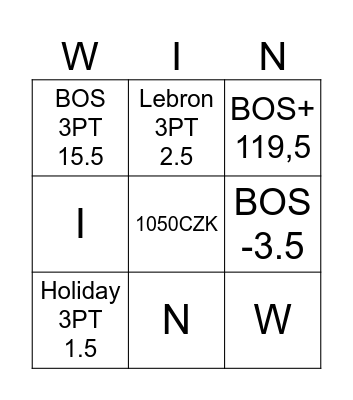 LAL -BOS Bingo Card